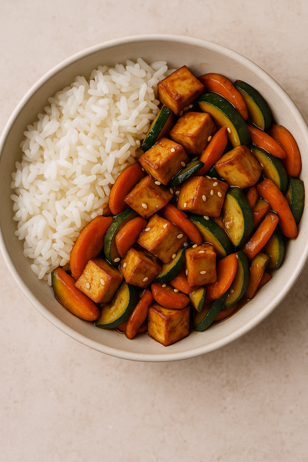 Tofu stir-fry s ríží
