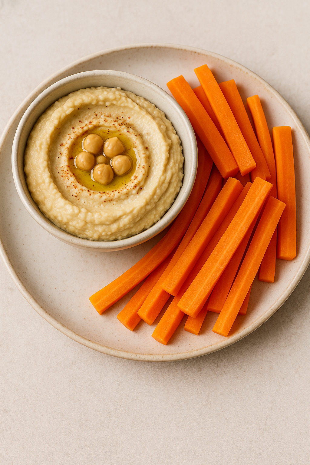 Hummus s mrkví hranolkami